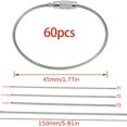 thumbnail image 5 of 60Pcs Metal Keychains Label Rope Stainless Steels Wire Cable Keychains Rings, 5 of 16