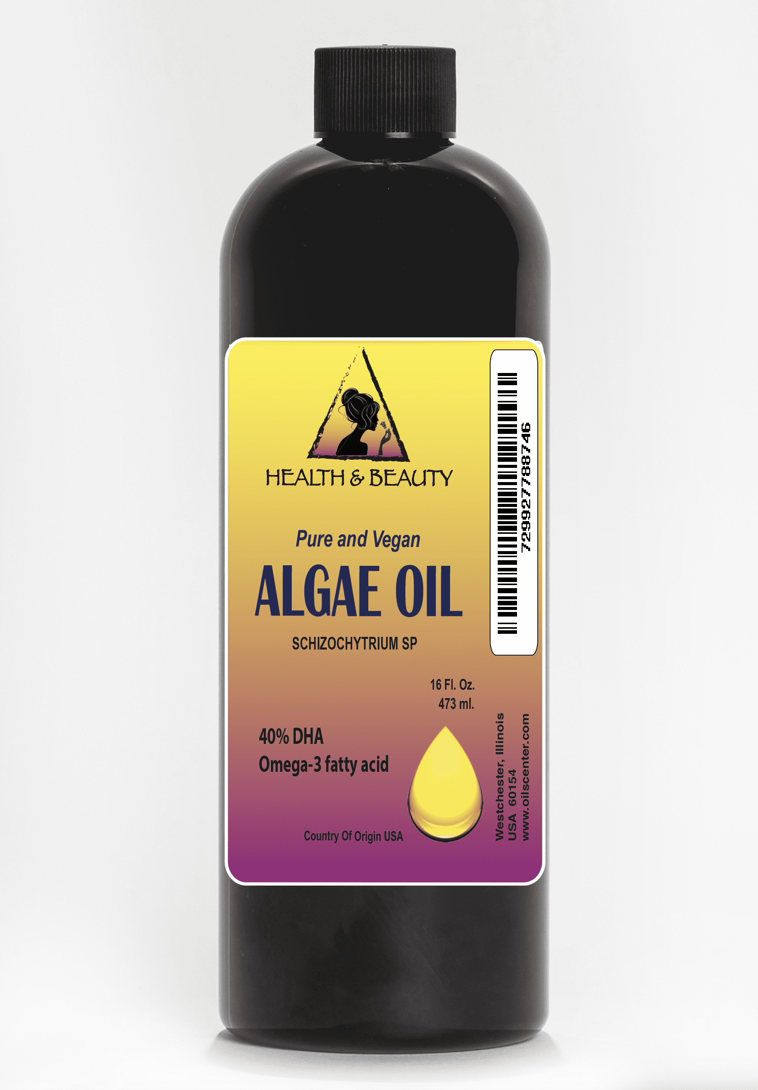 Algae Oil Vegan DHA-40% Omega-3 Fatty Acids Natural Pure 48 oz