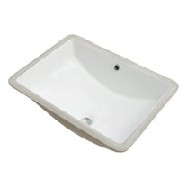 21"x14" White Ceramic Rectangular Undermount Bathroom Sink with Overflow