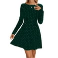 thumbnail image 2 of Women's Velvet Dress Long Sleeve Polka Dot with Rhinestone Waist Cinching Slim Fit Elegant Midi Dress for Spring Fall Date Night,Army Green,XL, 2 of 9