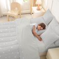 thumbnail image 5 of Manfei Lovely Stars 7-Piece Twin Bedding,Cute Cartoon Polka Dot Bedding Comforter Set,Light Gray,Light Gray Reversible, 5 of 7