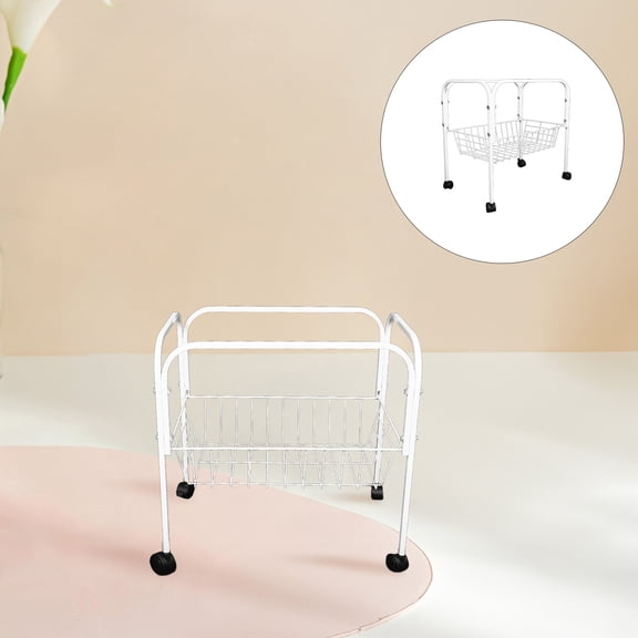 Phenofice Birdcage Stand on Wheels with Shelf Iron White for Cage Storage