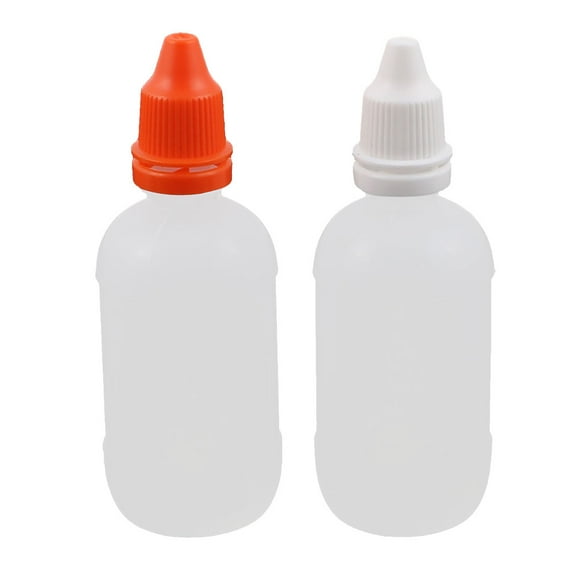 Unique Bargains 50ml Dropper Clear Plastic Bottle Drop Eye Liquid Squeezable Empty Red Cap 2pcs