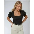 thumbnail image 3 of Square Neck Textured Fitted Blouse, 3 of 6