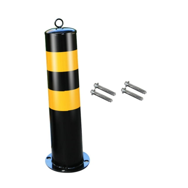 Poste de seguridad para entrada de vehículos con barrera de estacionamiento de metal de color amarillo y negro resistente 50 cm x 114 cm