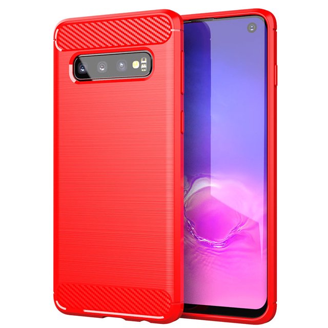 PANDACO Étui en Métal Brossé Rouge pour Samsung Galaxy S10+