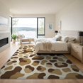 thumbnail image 3 of ODIKA 9'x12' Washable Area Rug Print Spotted Brindle Patchwork Bold Border Mosaic Tonal Cow Flowing Dynamic for Dining Room, Basement, Large Office, Non-Slip Chair-Friendly, 3 of 7