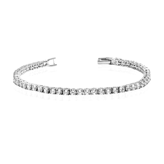 Charmsy CZ Classic Tennis Bracelet Cubic Zirconia Silver Bracelets for Women 6.5 Inch