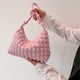 thumbnail image 5 of Bolso de mano de pana suave a cuadros con diseño de cuadros, moderno y sencillo, de color liso, color rosa, 5 of 5
