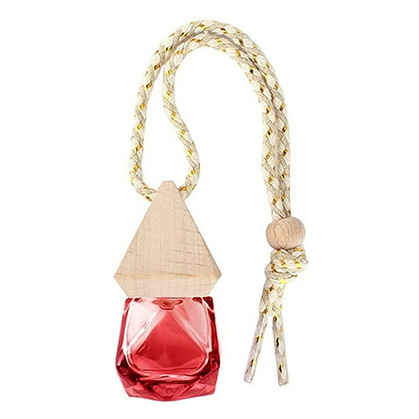 Kenally Ambientador de aire de coche de vidrio botella vacía colgante 8ml hogar dormitorio automóvil espejo retrovisor difusor de aceite esencial Automoción decorativa y accesorios Rojo Kenally VI015488-03B