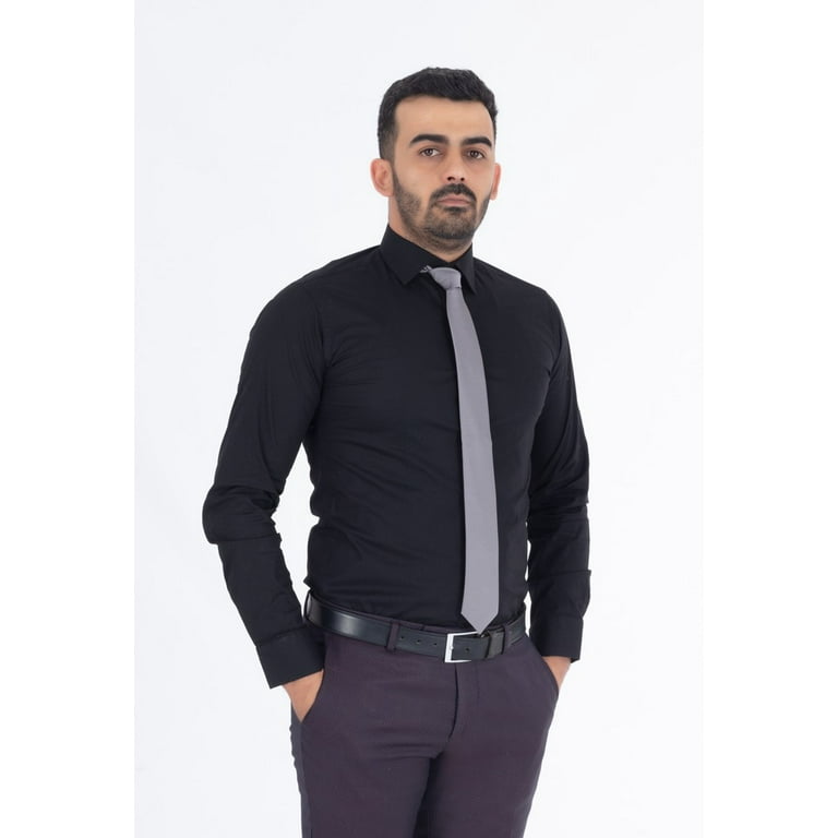 Slim Fit Button Down Men's Dress Shirts with Matching Tie Sweatproof Casual  Long Sleeve Shirt - Walmart.com