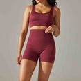 thumbnail image 4 of Bowake Workout Outfits for Women 2 Piece Seamless Ribbed Sport Bra and High Waisted Shorts Leggings Exercise Sets, 4 of 6