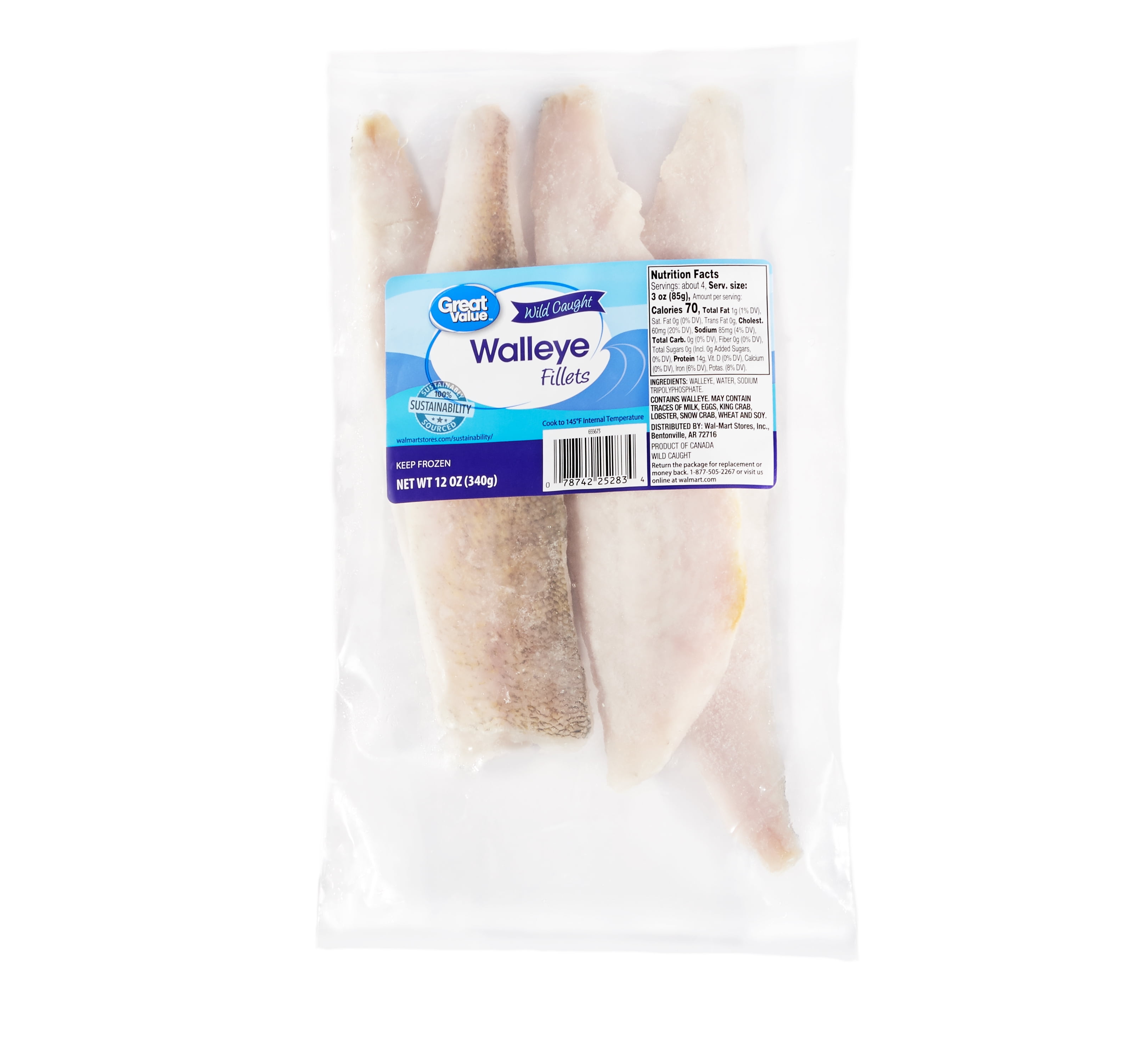 Walmart Seafood Walleye Fillets Wild Caught Walmart Com Walmart Com