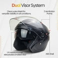thumbnail image 2 of PITMOTO Open-Face Motorcycle Helmet. DOT, Model PM-768. -Matte Black -Medium, 2 of 7