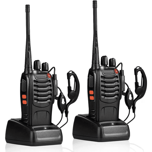 Rechargeable Walkie Talkies Long Range, 2-Way Radios Walkie Talkies for Adults with Earpieces, Walky Talky with Li-ion Battery Flashlight and Charger(2 Pack)