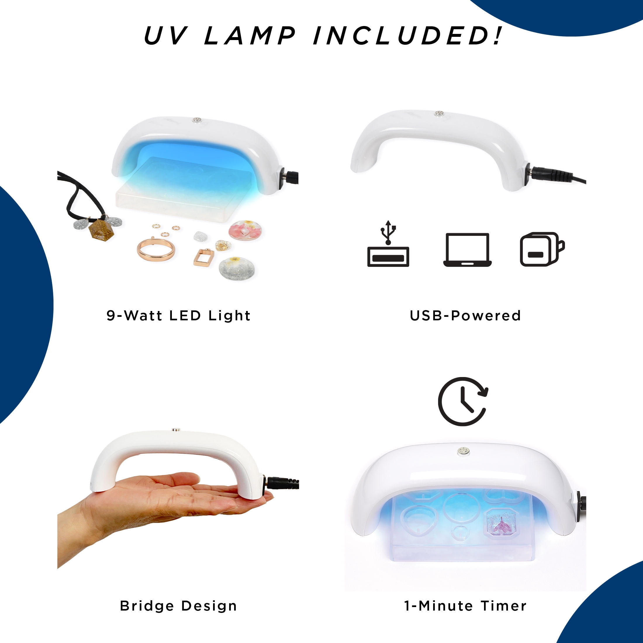 Blue Moon Beads UV Resin Kit with Light, Button Maker Starter Kit, Multi-Color