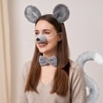 thumbnail image 2 of Hsqqdc Plush Brown Mouse Ears Shape Headband Bow Tie and Tail Animal Theme Set, 4 Pieces, 2 of 7
