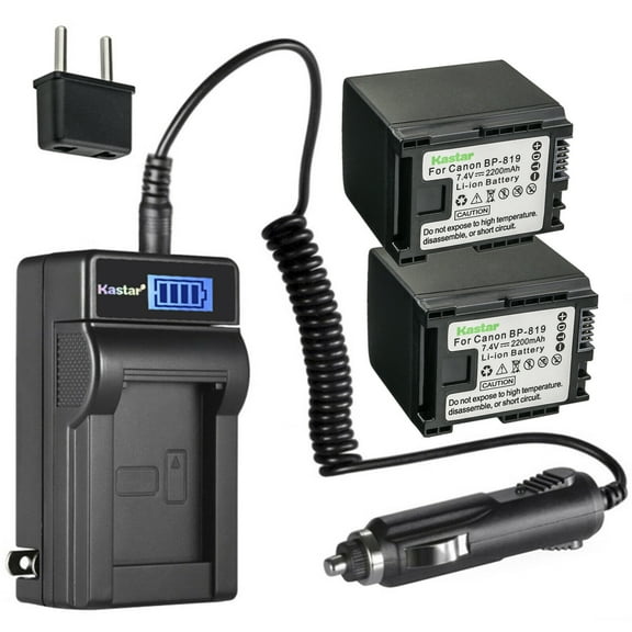 Kastar 2-Pack BP-819 Battery and LCD AC Charger Compatible with Canon VIXIA HF M31 HFM31, VIXIA HF M32 HFM32, VIXIA HF M36 HFM36, VIXIA HF M300 HFM300, VIXIA HF M301 HFM301, VIXIA HF M306 HFM306