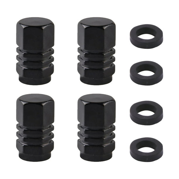 Kenally Paquete de 4 vástagos de válvula de aire de neumático de rueda, tapas de polvo de neumático de automóvil, reemplazo de motocicleta Vehículos, repuestos y accesorios Mis Negro