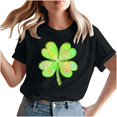 thumbnail image 4 of Meichang T-Shirts Chanceux pour Femmes T-Shirts de la Saint-Patrick Imprimé Trèfle à Quatre Feuilles Manches Courtes Col Rond Coupe Ample T-Shirts Cadeaux de la Saint-Patrick pour Femmes, 4 of 7