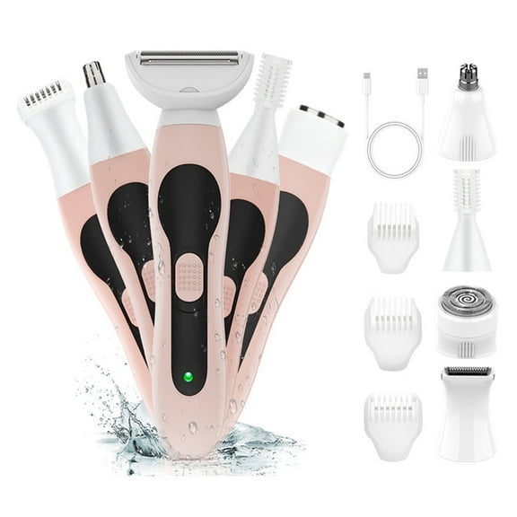 Electric Bikini Epilator for Women, 5 in 1 Hair Removal for Face, Chin, Arm, Leg, Armpit, Bikini Trimmer,  USB Rechargeable, Wet & Dry Lady Shaver,2 Speeds & 5 Cutter Heads