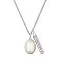 thumbnail image 1 of Delight Jewelry Silvertone Small Cream Imitation Pearl Silvertone Sisters Best Friends Forever Bar Charm Necklace, 23", 1 of 4