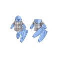 thumbnail image 2 of Conjunto de otoño para niño y niña: camisa con capucha a cuadros, chaqueta y pantalón deportivo., 2 of 9