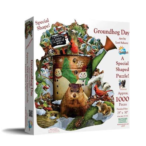 SUNSOUT INC - Groundhog Day - 1000 pc Special Shape Jigsaw Puzzle by Artist: Lori Schory - Finished Size 25" x 30" - MPN# 97194