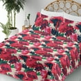 thumbnail image 3 of Ambesonne Cottagecore Fitted & Flat Sheet with Shams 4 Pcs Set, Spring Garden Floral, Full, Dark Coral Champagne, 3 of 5
