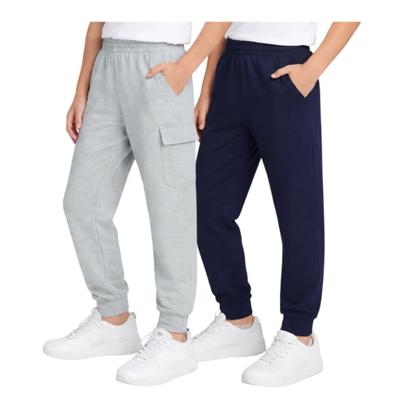 Quad Seven Boys Sweatpants Cozy Lightweight Fleece Athletic Joggers and Cargo Pants 2 Pack