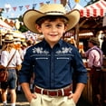 thumbnail image 2 of SGMVNU Boys Girls Western Cowboy Shirts Retro Long Sleeve Button Down Shirt Kids Fashion Cowboy Outfit for Halloween, Size 6-7 Years, Navy, 2 of 4