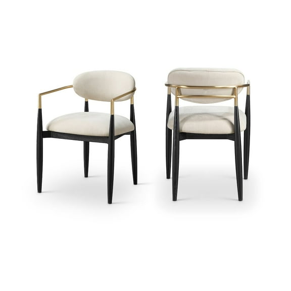 Meridian Furniture Riccio Beige Performance Fabric Dining Arm Chair (Set of 2)