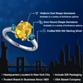 thumbnail image 2 of Gem Stone King 2.94 Ct Oval Yellow Citrine Blue Diamond 925 Sterling Silver Ring, 2 of 6