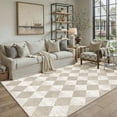thumbnail image 6 of BERTHMEER 6'x9' Area Rugs for Living Room Bedroom Kitchen Rugs Washable Non Slip Office Dining Room Farmhouse Geometric Modern Rhombus Checkered Contemporary Rugs Carpets,Beige, 6 of 7