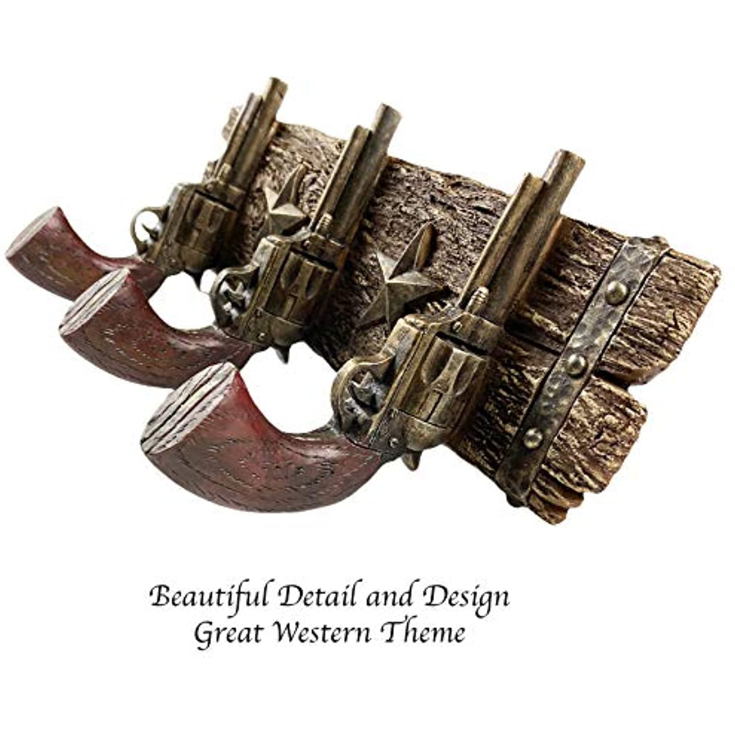 Metal  Revolver Wall Decor With 3 Hooks Western Home Accent Cowboy 