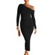 thumbnail image 2 of Vestido ajustado asimétrico con abertura lateral suéter de mujer vestido a media pierna traje diario básico, 2 of 6