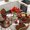 Red,Black, variant on Red Snowman Christmas Round Tablecloth, Fitted Table Cover with Elastic for 36"-44" Round Tables, Xmas Snowflake Botanical Table Cloth Outdoor Indoor Dinning Party Waterproof Tablecloths