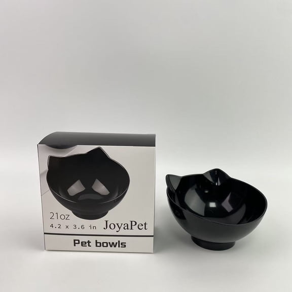 JoyaPet Pet bowls, Cat Bowls, Anti Vomiting Cat Dish Pet Feeder Bowls for Indoor Cats and Small Dogs (Black)