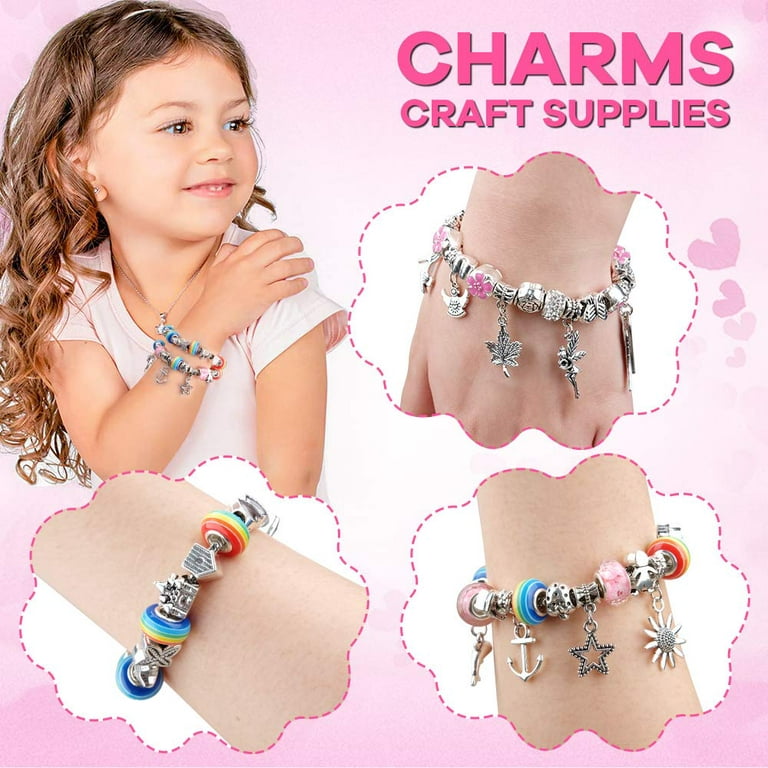 Jewellery Charm Bracelet Set for Kids Girls, Toys for 6-10 Year Old Girls  Jewellery Boxes Birthday Gift for Kid Girl Age 7 8 9 10 Kids Arts and  Crafts Present for 6-12