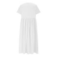 thumbnail image 5 of SMihono Cotton Linen Dresses for Women 2025 Short Sleeve V Neck Maxi Dress Casual Summer Boho Beach Long Dress Vacation Clothes White M, 5 of 7