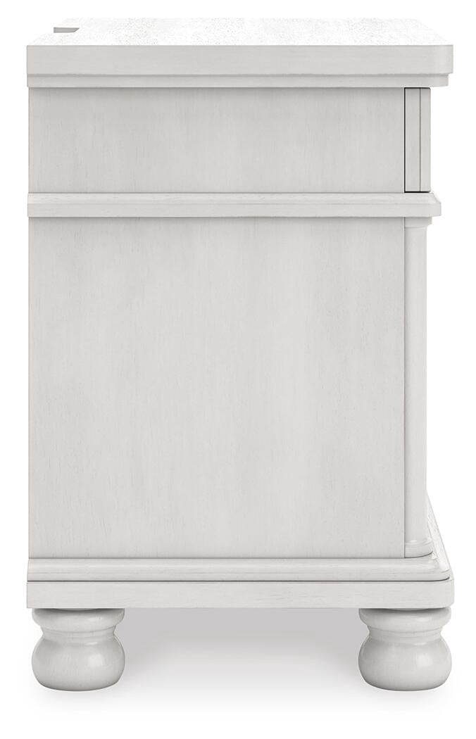 Signature Design by Ashley Greddinton 3-Drawer Nightstand with USB Ports and Outlets, Antique White