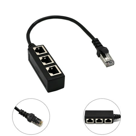 - Tuscom RJ45 1 To 3 Ethernet LAN Network Cable Splitter 3 Way Extender Adapter Connector