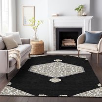Addison Rugs Chantille Indoor/Outdoor Traditional Vintage Black Washable Rectangle Rug, 2'6" x 3'10"