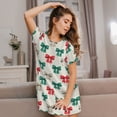 thumbnail image 3 of Fuzoiu Retro bows Print Women Nightgowns, Soft Comfy Lightweight Short Sleeves Sleepwear,Crew Neck Loungewear, 3 of 6