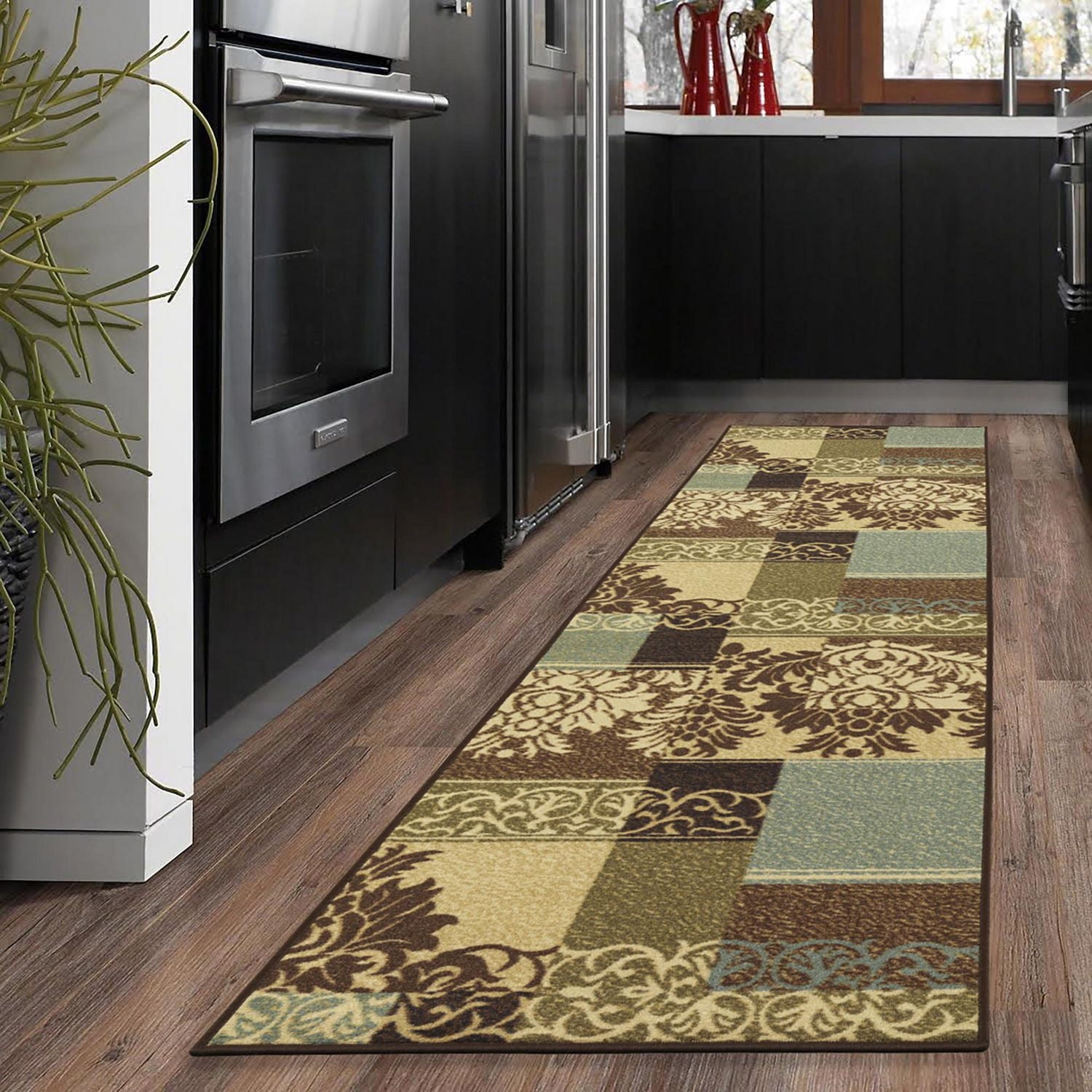 Tapis contemporain à motif de boîtes de la collection Ottohome, Multicolore