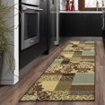 thumbnail image 1 of Ottomanson Ottohome Collection Non-Slip Rubberback Damask Design Indoor Rug,  Brown/Green, 1 of 7
