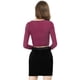 thumbnail image 5 of Allegra K Disfraz de Navidad para mujer Tops con purpurina Twist Manga larga Recortada en la parte delantera Slim Fit Crop Top Fushcia M, 5 of 6
