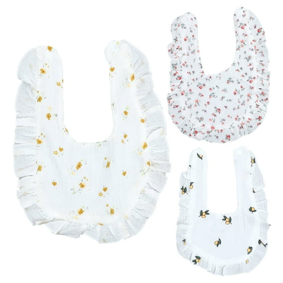 SWETRACE 3Pcs Cotton Bibs for Baby Girls and Newborn Feeding and Drooling 11.4x9in