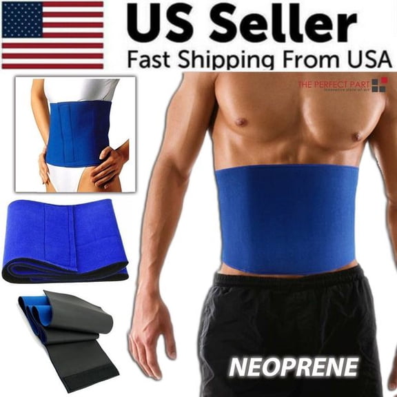 Neoprene Sweat Waist Trimmer Belt for Men & Women, Adjustable Abdominal Trainer Wrap for Workout, Weight Loss & Tummy Shaping