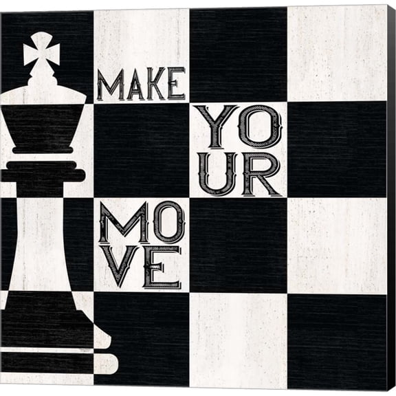 Great Art Now Chessboard Sentiment I-Make your Move by Tara Reed, Canvas Wall Art, 12W x 12H